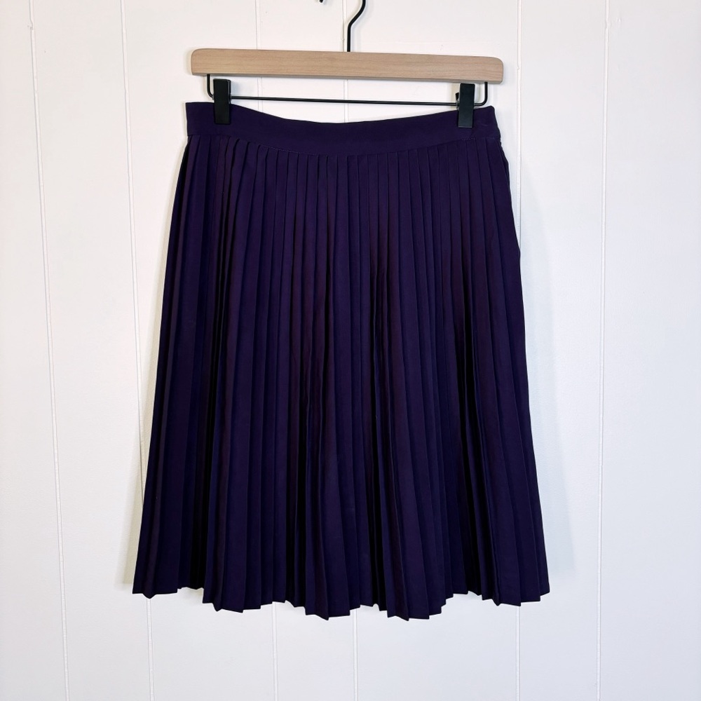 American Apparel Deep Purple Pleated Knee Length Skirt M